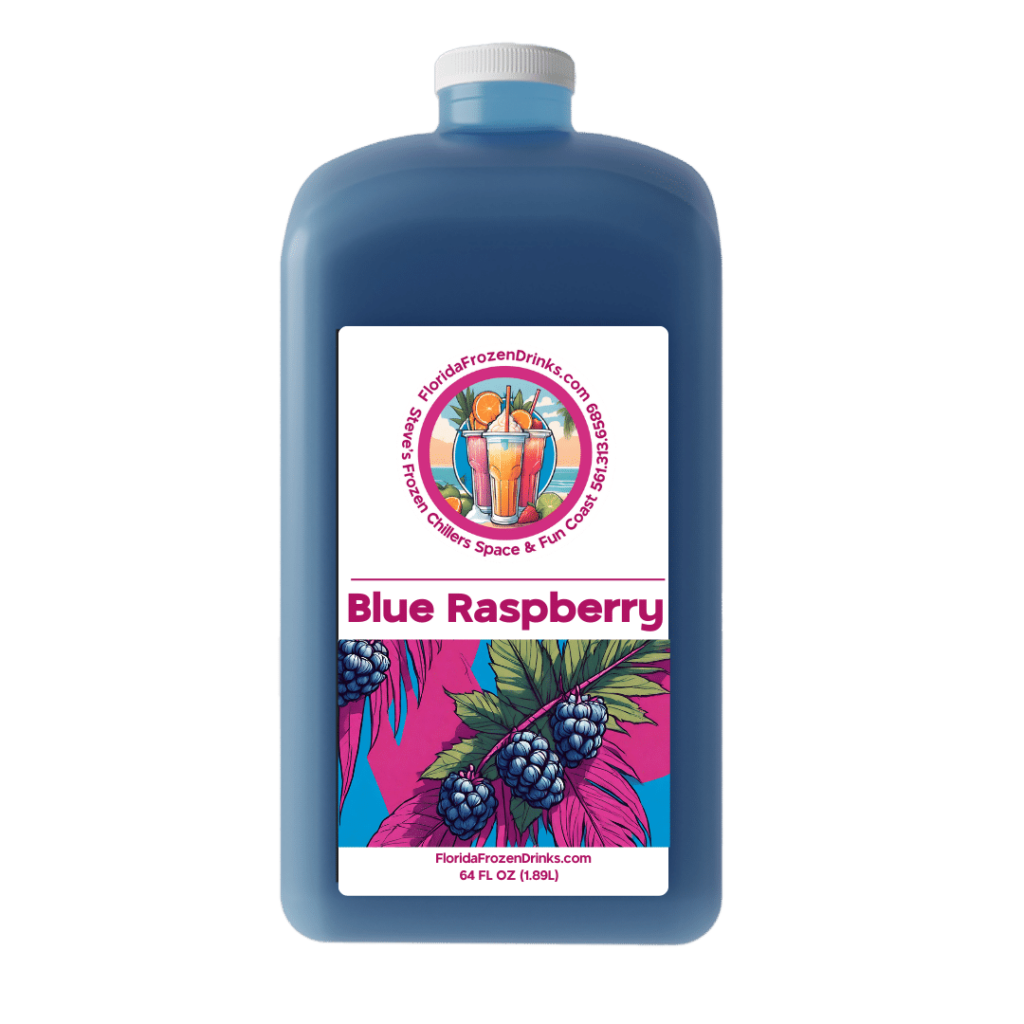 Florida Frozen Drinks Blue Raspberry: A sweet-tart blue raspberry flavor, reminiscent of a vibrant summer fair.